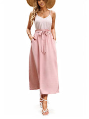 Stripe Printed Belted Maxi Summer Dress XD21