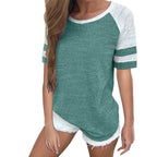 Stripe Short Sleeve Short Summer T-Shirt XD21