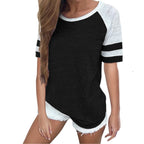 Stripe Short Sleeve Short Summer T-Shirt XD21