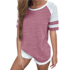 Stripe Short Sleeve Short Summer T-Shirt XD21