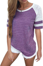 Stripe Short Sleeve Short Summer T-Shirt XD21