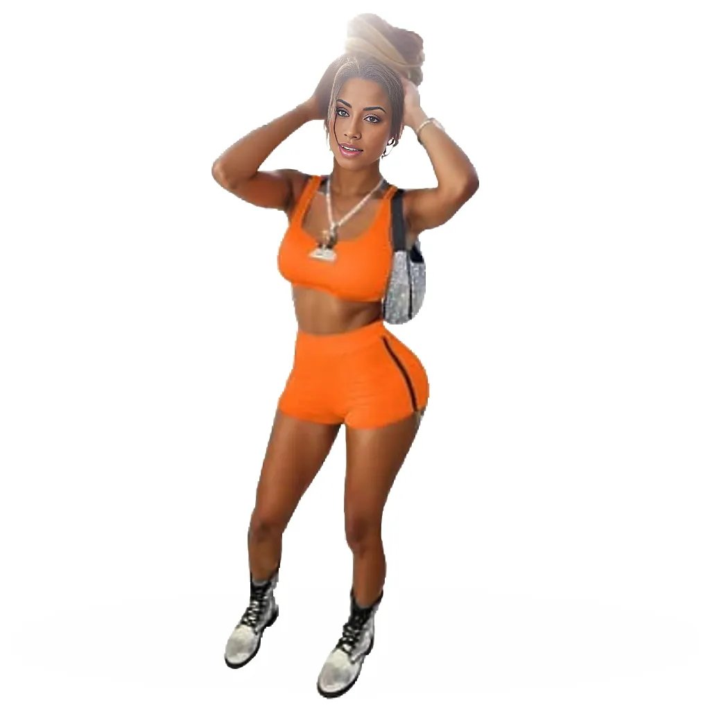 Stripe Shorts And Top Gym Two Piece Set XD21