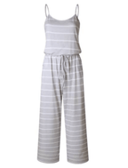 Stripe Spaghetti Strap Drawstring Jumpsuit XD21