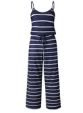 Stripe Spaghetti Strap Drawstring Jumpsuit XD21