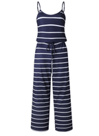 Stripe Spaghetti Strap Drawstring Jumpsuit XD21