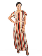 Striped Maxi Dress With Belt XD21