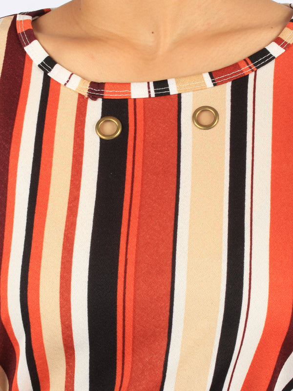 Striped Maxi Dress With Belt