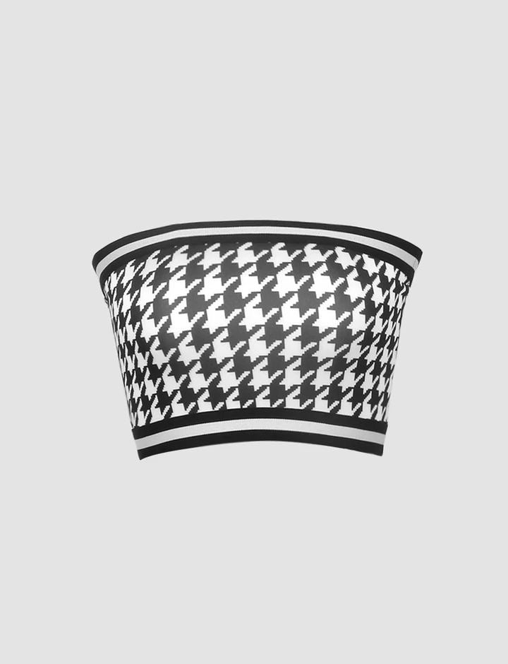 Striped Plaid Crop Tube Top XD21
