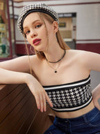 Striped Plaid Crop Tube Top XD21