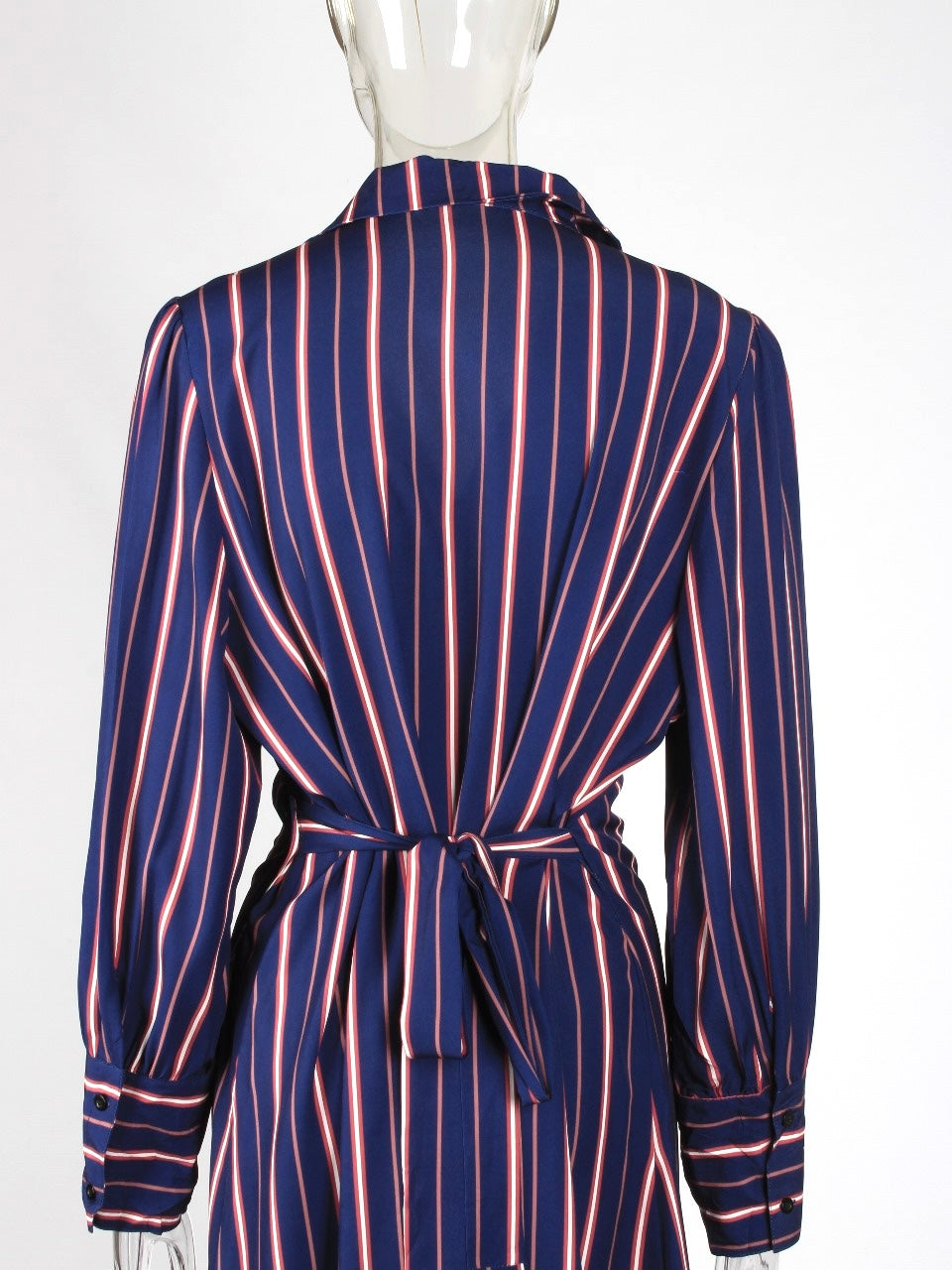 Striped Wrap Plus Size Shirt Midi Dress XD21