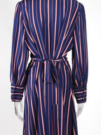 Striped Wrap Plus Size Shirt Midi Dress XD21