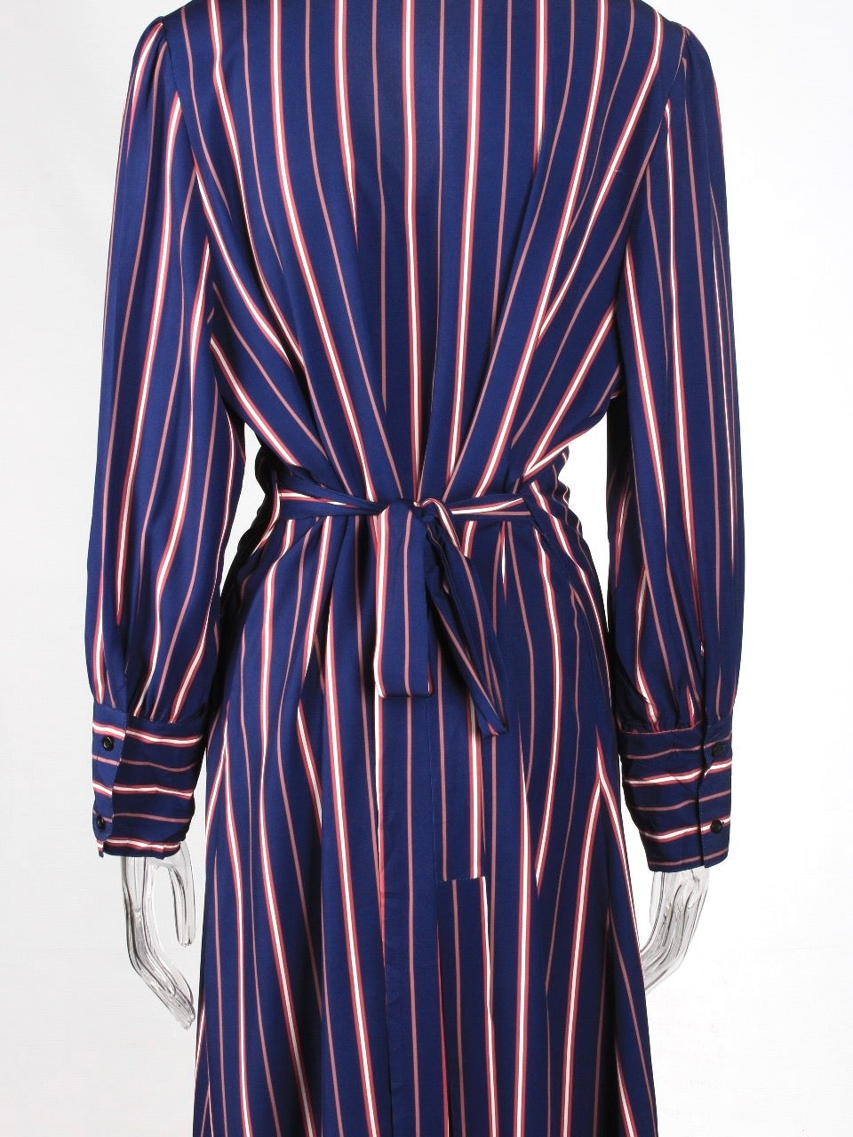 Striped Wrap Plus Size Shirt Midi Dress XD21