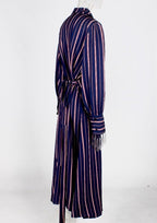 Striped Wrap Plus Size Shirt Midi Dress XD21