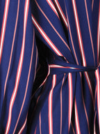 Striped Wrap Plus Size Shirt Midi Dress XD21