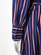 Striped Wrap Plus Size Shirt Midi Dress XD21