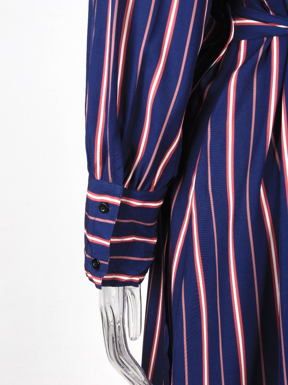 Striped Wrap Plus Size Shirt Midi Dress XD21