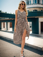 Striped wrap maxi midi dress XD21
