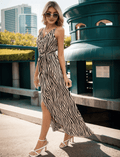 Striped wrap maxi midi dress XD21
