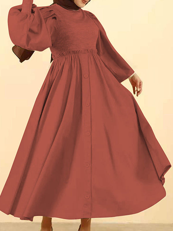 Modest Suede Long Ruffel Maxi Dress