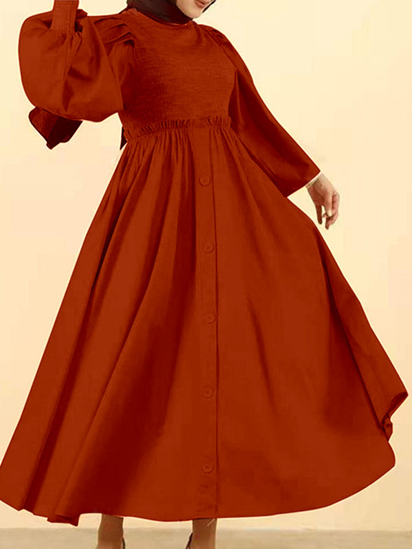 Modest Suede Long Ruffel Maxi Dress