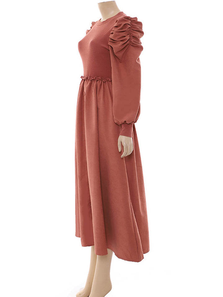 Suede twirl lonf ruffel maxi dress XD21