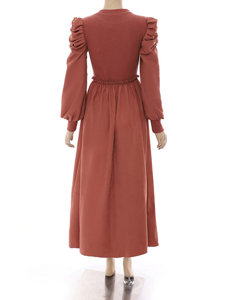 Suede twirl lonf ruffel maxi dress XD21