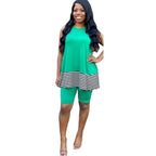 Summer Energetic Sleeveless O-neck Short Pant Set XD21