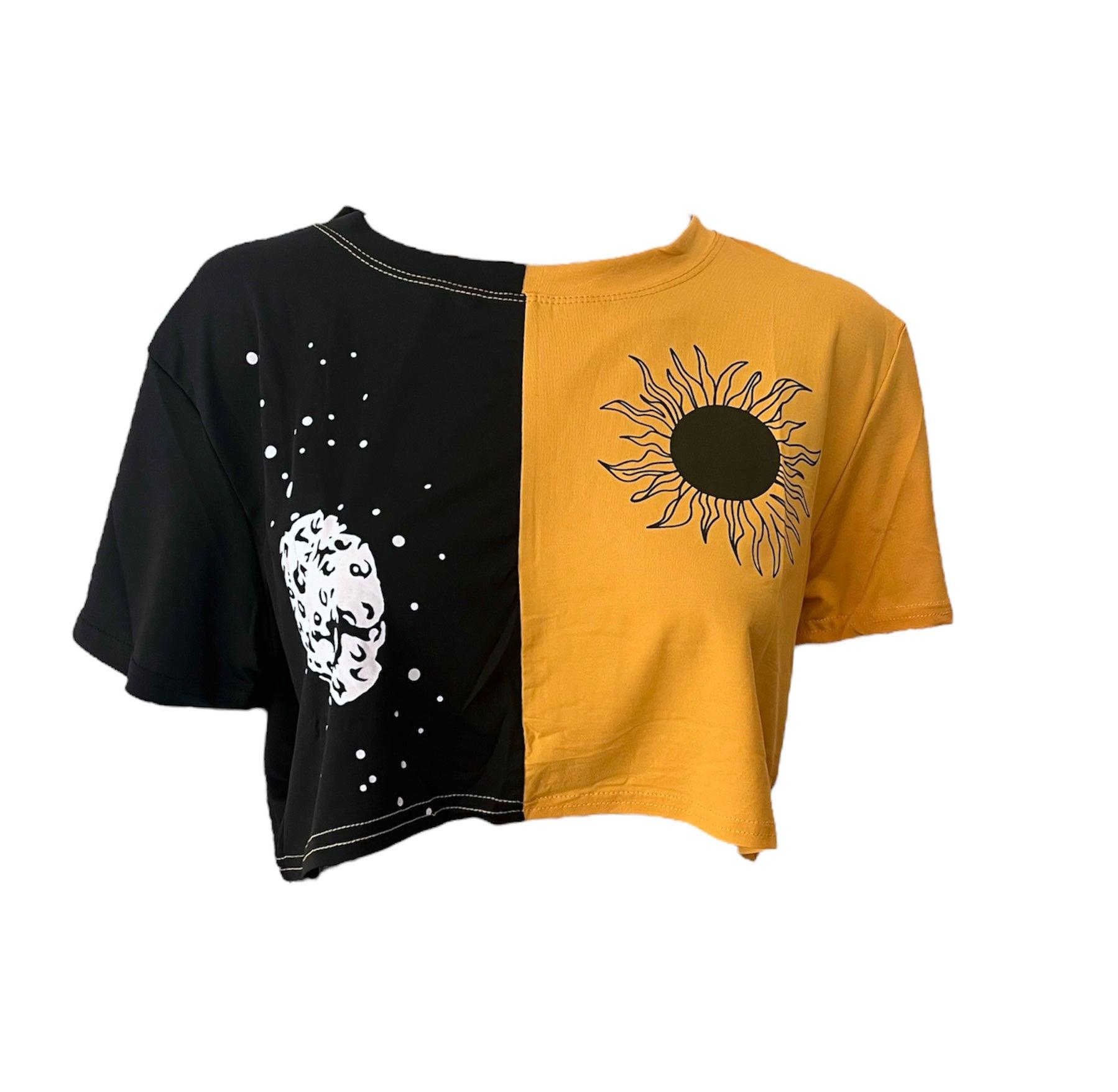 Sun and moon two toned crop top - XD21