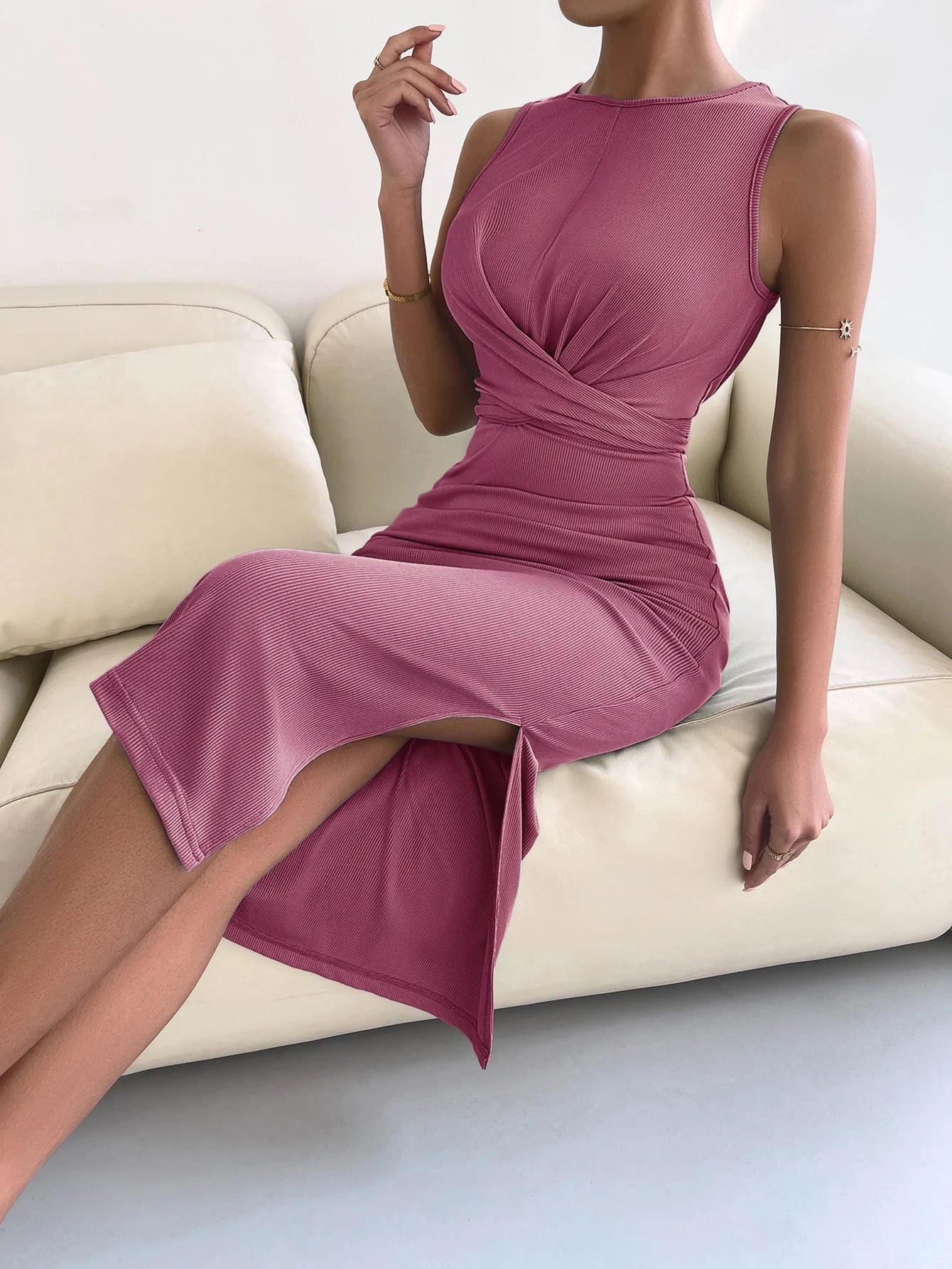 Sundress Bandage Rib Knitted Bodycon XD21