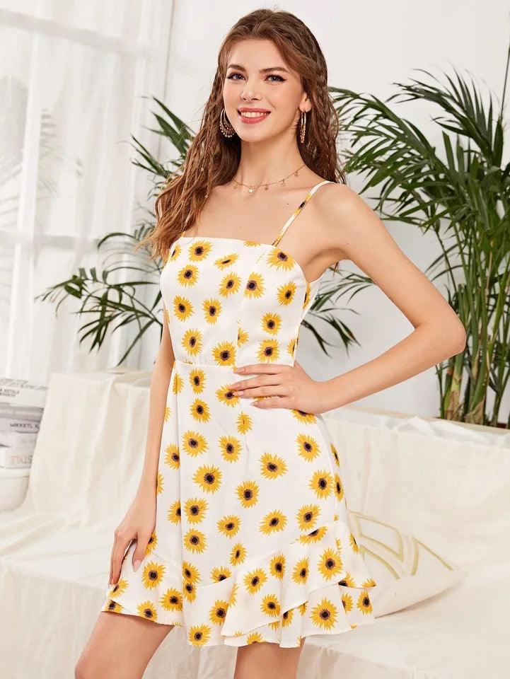 Sunflower print mini dress - XD21