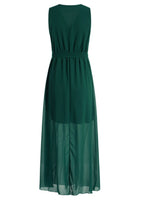 Surplice Neck Belted Chiffon Maxi Dress With Belt XD21