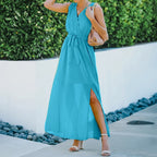 Surplice Neck Belted Chiffon Maxi Dress With Belt XD21