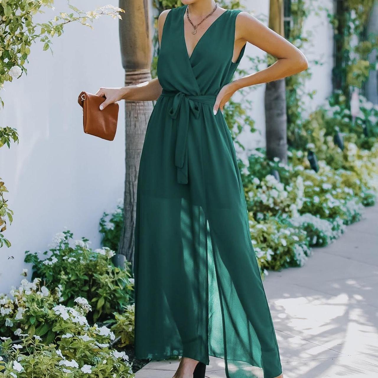 Surplice Neck Belted Chiffon Maxi Dress With Belt XD21