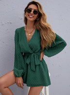 Swiss Dot Shorts Jumpsuit With No Belt XD21
