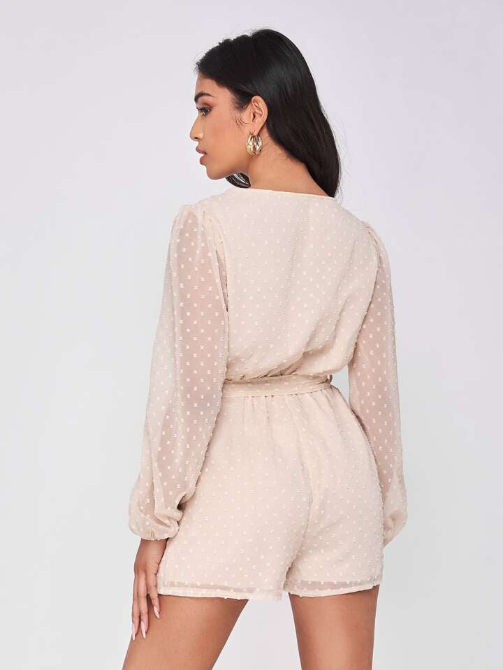 Swiss Dot Shorts Jumpsuit With No Belt XD21
