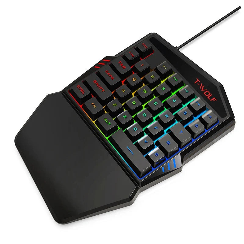 T-WOLF Gaming One-Handed Keyboard and Mouse Set - TF-900 XD21