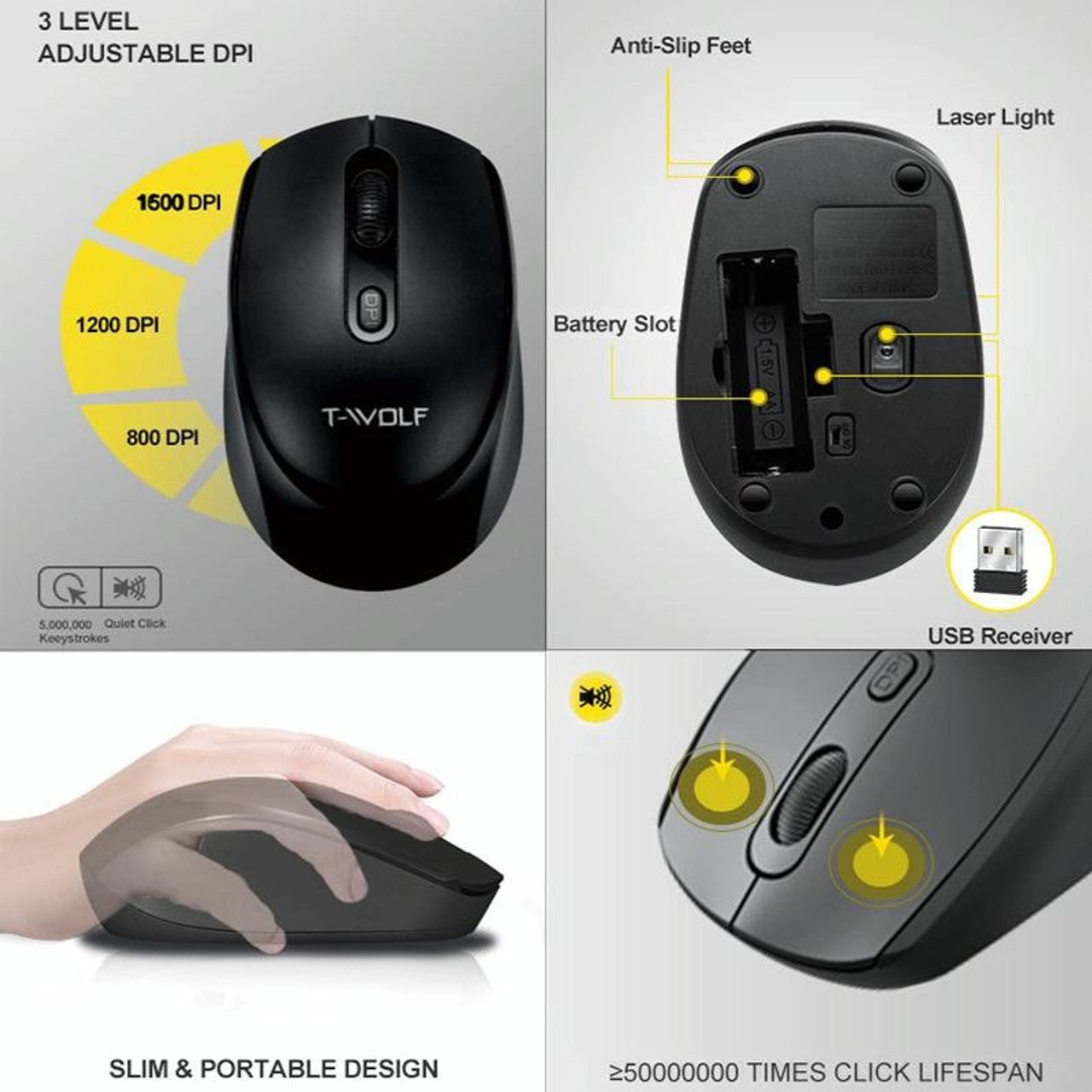 T-WOLF TF-100 2.4G Bluetooth Laptop Office Wireless Keyboard and Mouse Set XD21