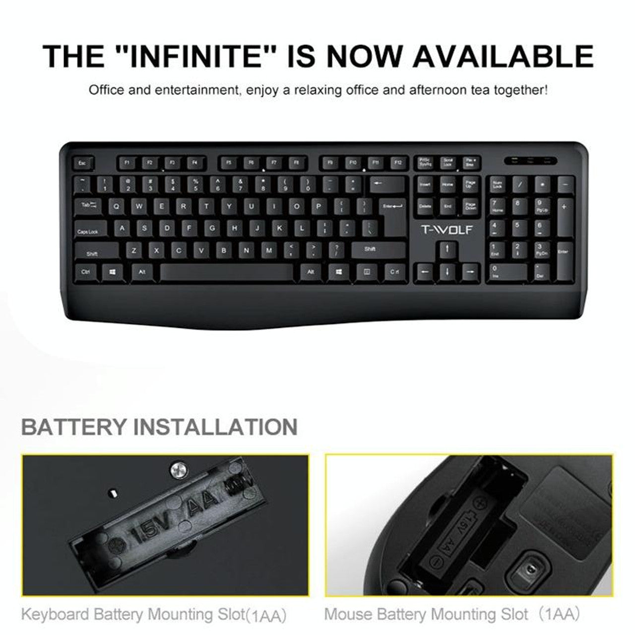 T-WOLF TF-100 2.4G Bluetooth Laptop Office Wireless Keyboard and Mouse Set XD21