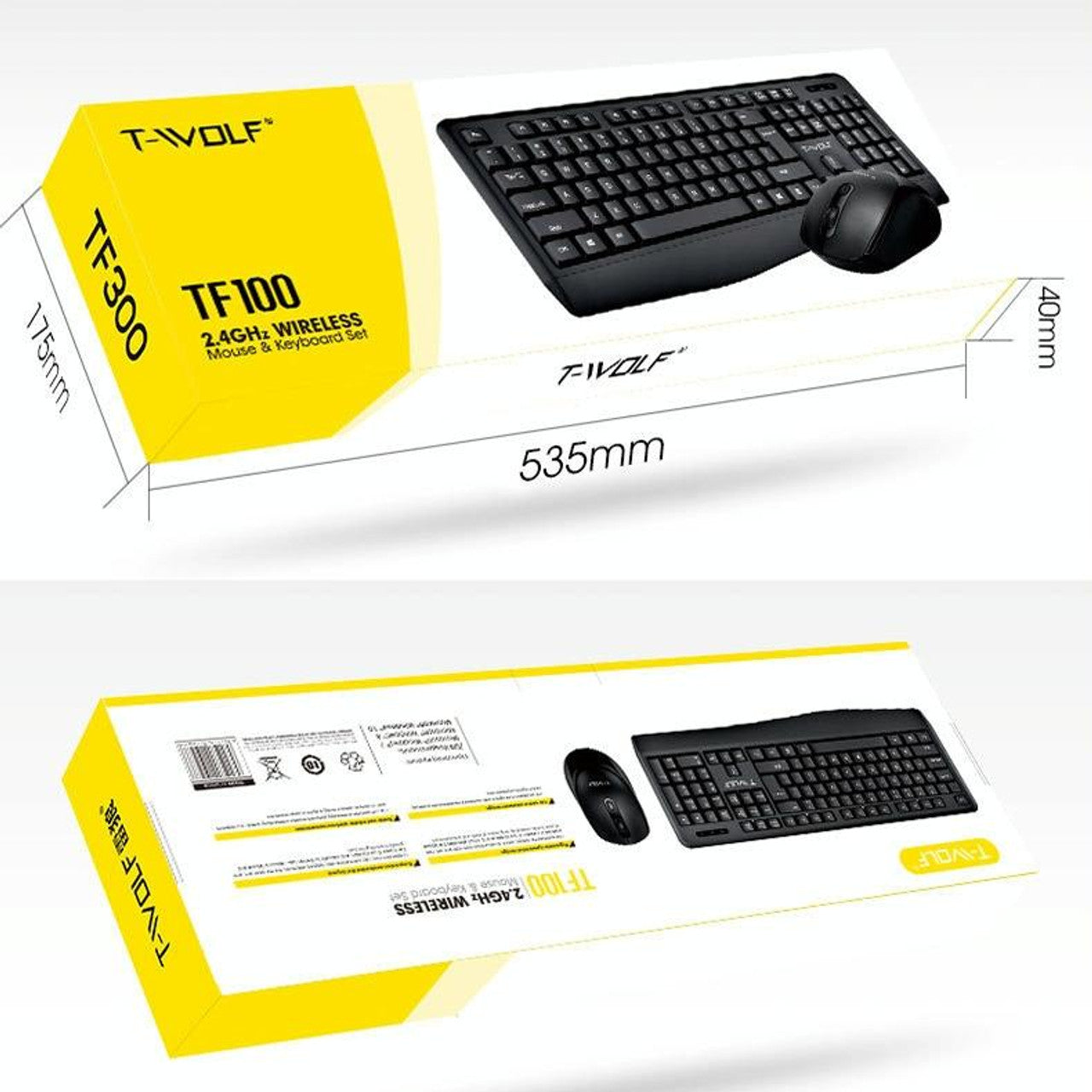 T-WOLF TF-100 2.4G Bluetooth Laptop Office Wireless Keyboard and Mouse Set XD21