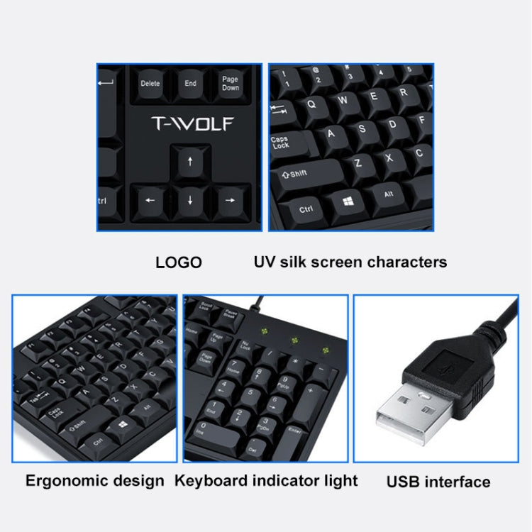 TWOLF T15 105 Keys USB Keyboard XD21