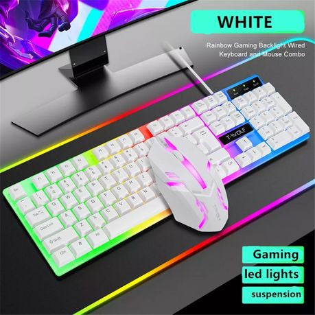 TWolf Rainbow Backlit Game Keyboard and Mouse set TF230 XD21