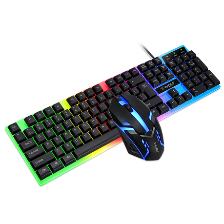TWolf Rainbow Backlit Game Keyboard and Mouse set TF230 XD21