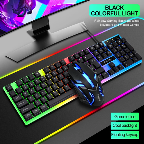 TWolf Rainbow Backlit Game Keyboard and Mouse set TF230 XD21