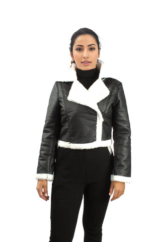 Teddy Lined PU Leather Moto Jacket XD21