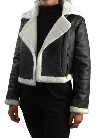 Teddy Lined PU Leather Moto Jacket XD21