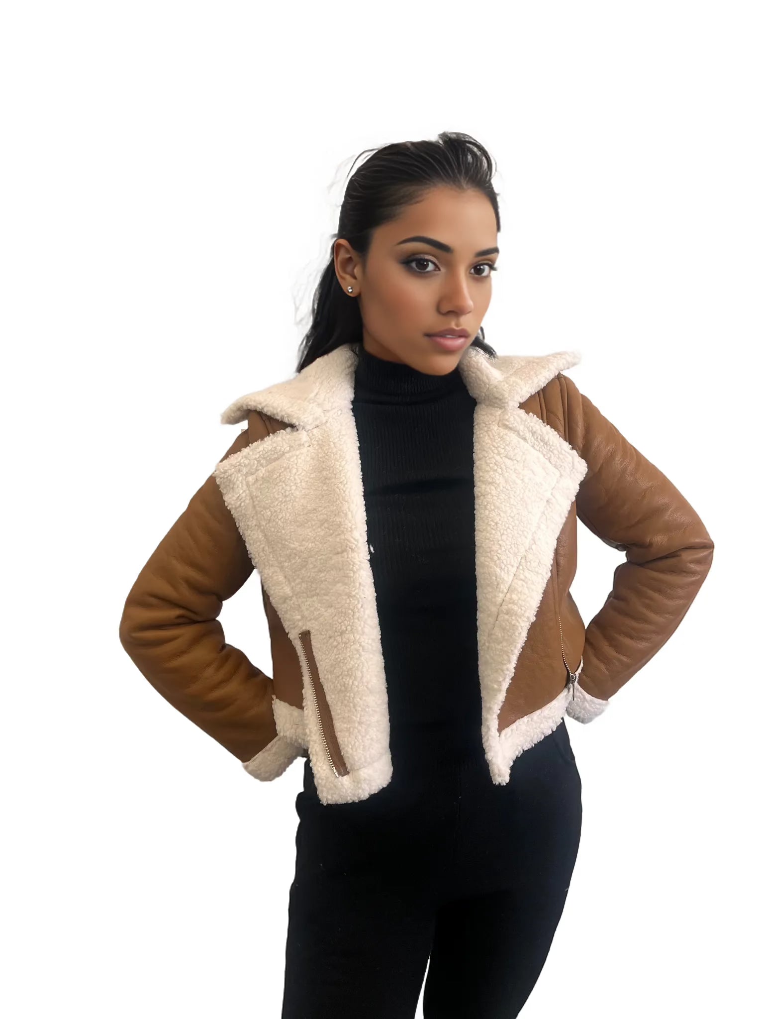 Teddy Lined PU Leather Moto Jacket XD21