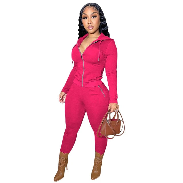 Thick Plush Two Piece Set Hooded Tracksuit XD21