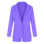 Thin Matching Sets Long Sleeve Blazer Coat and Shorts Set XD21