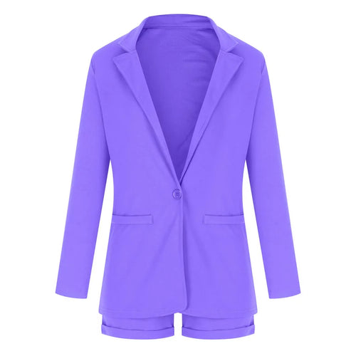 Thin Matching Sets Long Sleeve Blazer Coat and Shorts Set XD21