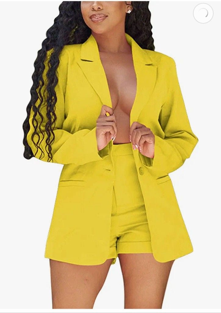 Thin Matching Sets Long Sleeve Blazer Coat and Shorts Set XD21